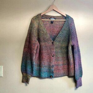 Anthropologie Oliver .O Womens Cardigan Sweater Multicolor Soft Stripes XL